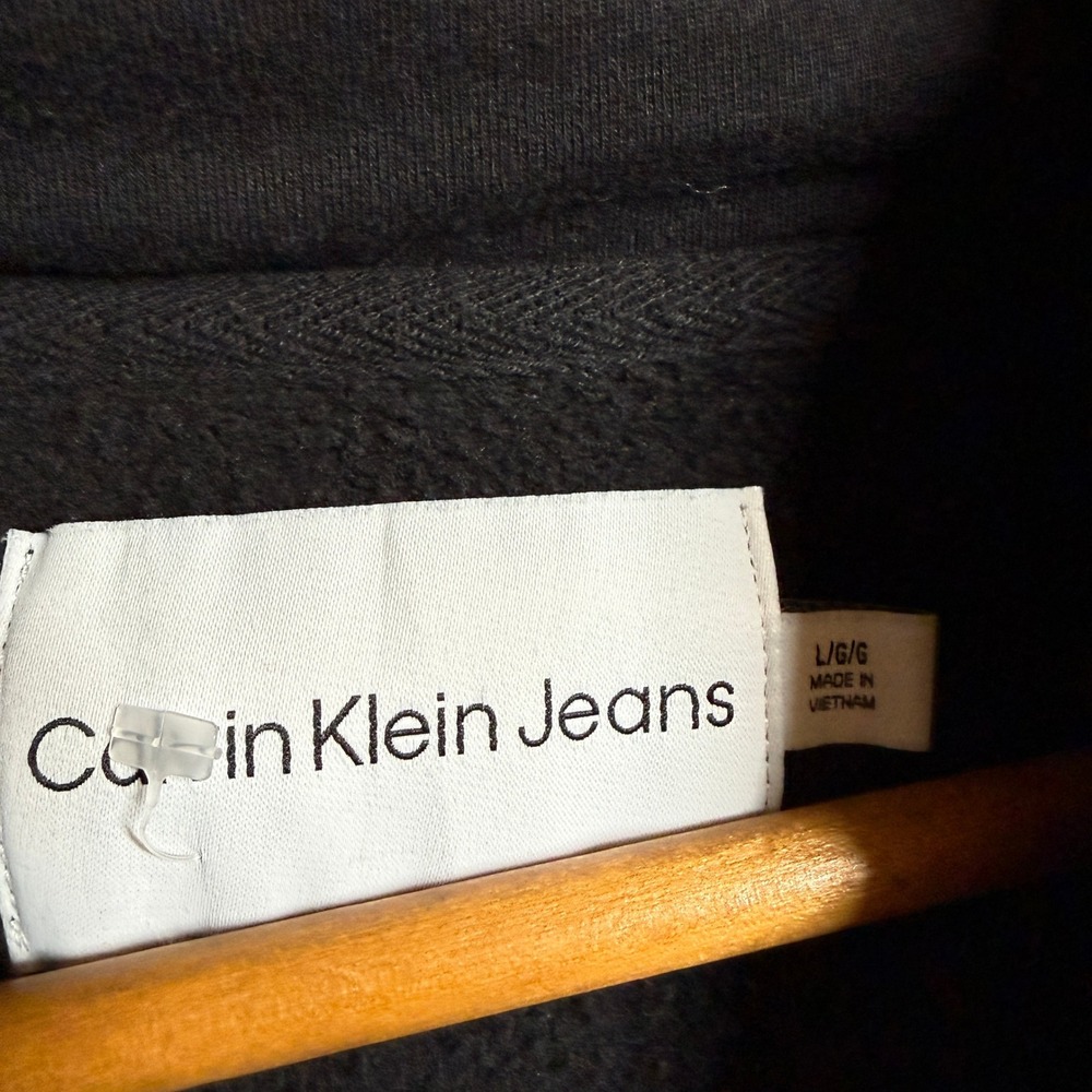 Calvin Klein JeansHoodie Womens Large Black Logo Pullover Sweatshirt - Picture 2 of 7
